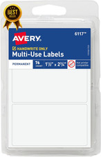 White Blank Permanent Labels 76 Pack 1.5 x 2.75 Inch Non Printable