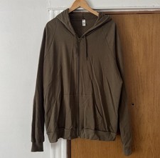 Vtg American Apparel California Fleece Zip Hoodie Army Green XL made In USA