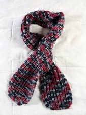 Unisex Chunky Knit Winter Rectangle Scarf Red Gray Black Soft Warm 50x5" Cozy