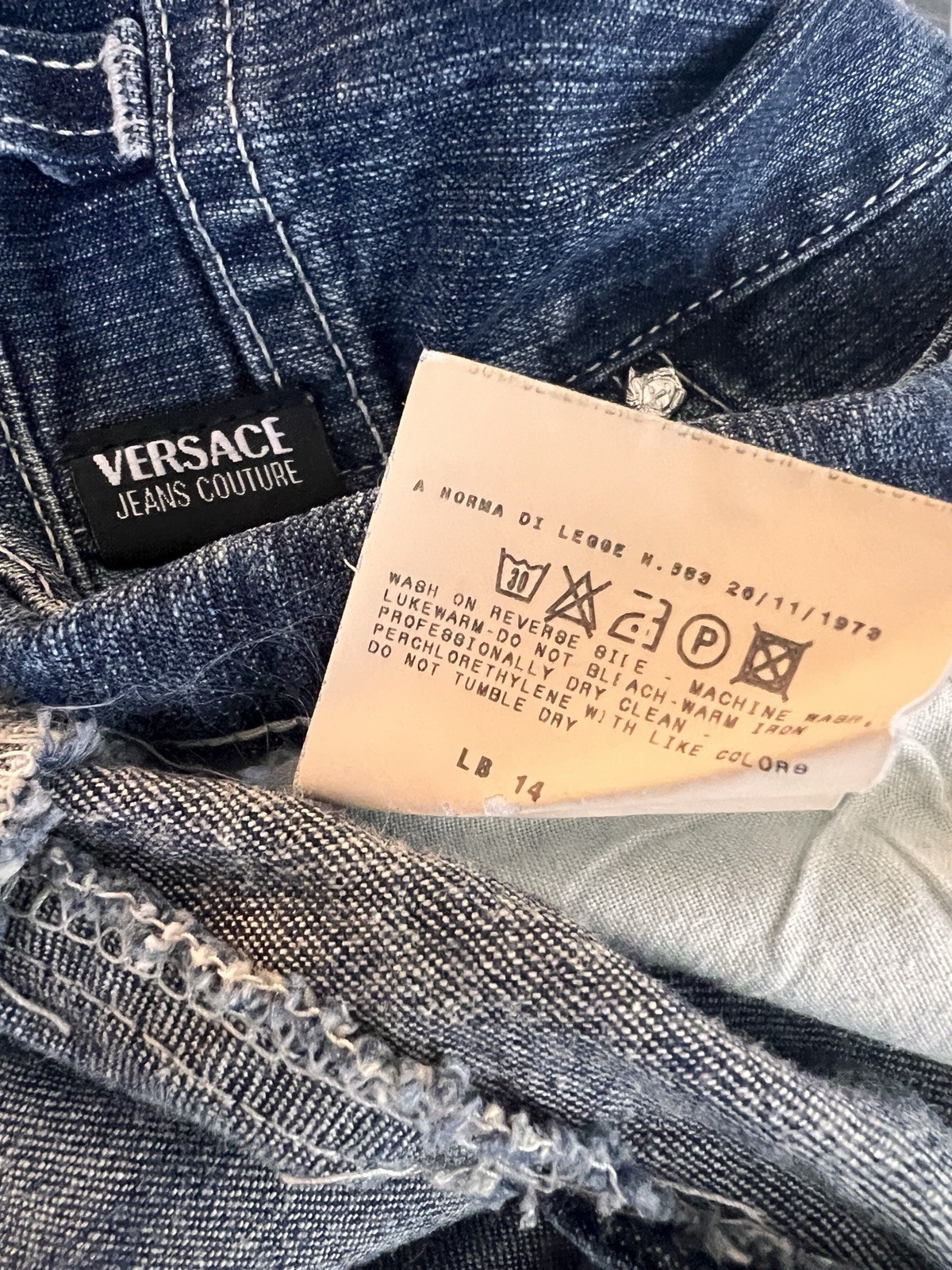 Versace Jeans Couture Women's Blue Wash Denim Jeans Classic Boot Cut Whisker y2k image 4