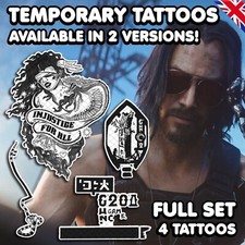 UK Johnny Silverhand - Cyberpunk 2077 Temporary Tattoo Cosplay Realistic