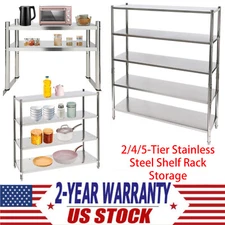 2/4/5-Tier Stainless Steel Shelf Rack Storage Shelving Unit Organizer Kitchen