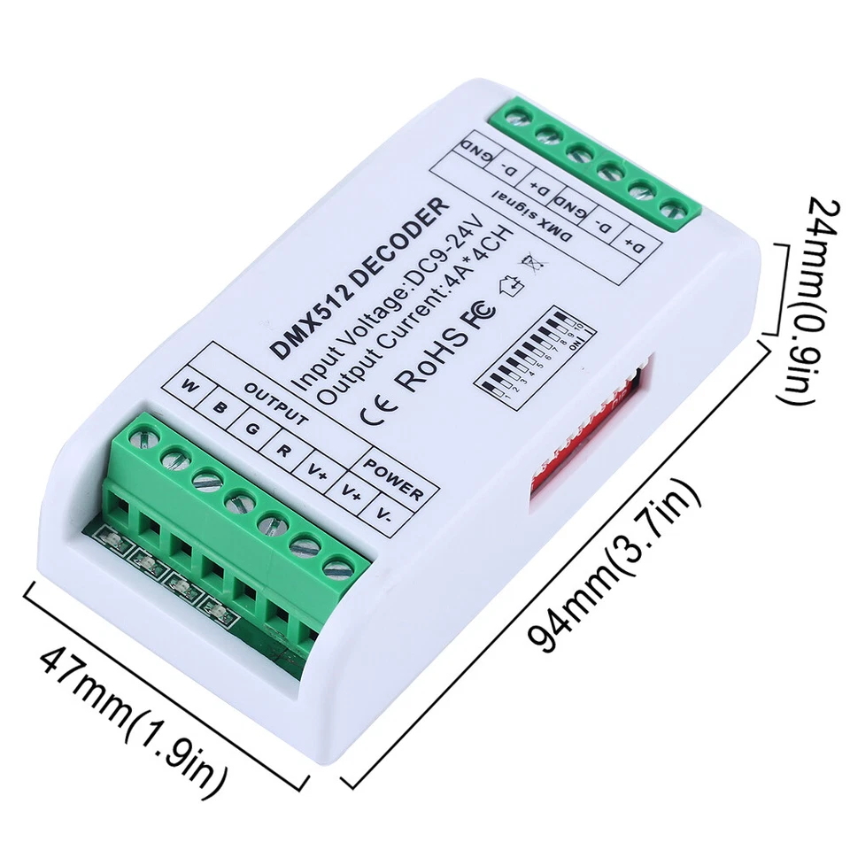 4CH DMX512 LED Decoder 4 Channels Mini Controller with Plastic Box for LED Strip - Image 2 of 4