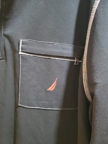 Maglione pullover uomo Nautica nuovo con etichetta nero 1/4 zip grande cotone pesante camicia nautica - Foto 5 di 6