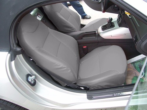 SATURN SKY 2007-2010 GREY LEATHER-LIKE CUSTOM MADE FIT FRONT SEAT COVERS - Picture 2 of 7