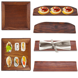Wooden-Dumpling-Sushi-Oblong-Serving-Tray-Plate-Salad-Bread-Dishes-Napkin-Holder