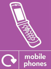 Sign Signage Adhesive Sticker Decal Notice Recycling Mobile Phones Purple