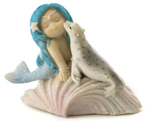 Blue Haired Little Mermaid with Baby Seal TO 4878 Miniature Fairy Garden - Picture 4 of 4