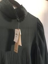 NWT Banana Republic Pleated Romantic Blouse Top Cadet Blue PS Semi Sheer Button