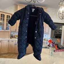 Ralph Lauren Quilted Snow Suit Baby Bunting 6m Fleece-Lined Tartan Plaid