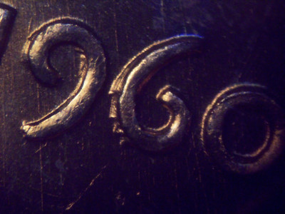 1960 P  Die gouges on 6 and 9 of Date  Lincoln Cent BU
