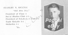 STAN KENTON Senior High School Yearbook SIGNED Jazz Pianist