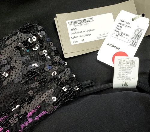 $7000 Elie Saab Off-the-Shoulder Sequin Gown Maxi Dress Multi Size 42 / US 10 - Picture 6 of 7