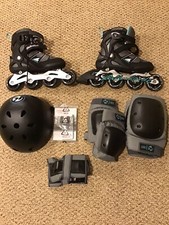 Women  s Size 7 Arcadia Teal/grey Inline Skates Roller blades Preowned