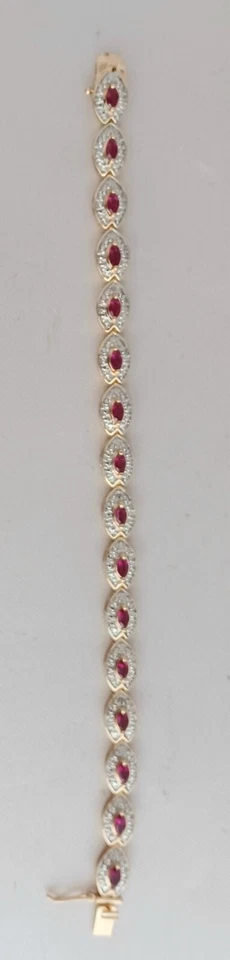 Ross Simons Sterling Silver Gold Plated Ruby & Diamond Tennis Bracelet- 7" - Image 2 of 3