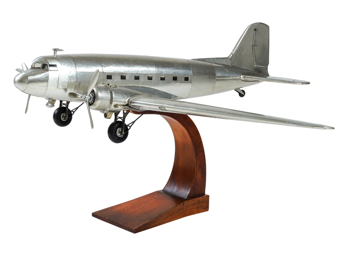 Dakota DC 3 1930s Airliner Airplane Aluminum Model 27" Wood Stand Aviation  Decor | eBay