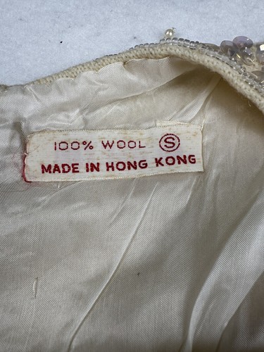 Vtg Women’s Sequined Top Hand Beaded Flapper Made In Hong Kong Small White/cream - Picture 5 of 6