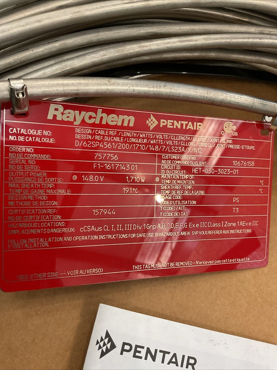 Pentair Raychem Industrial Heating Cable D/62SP4561/200/1710/148/7