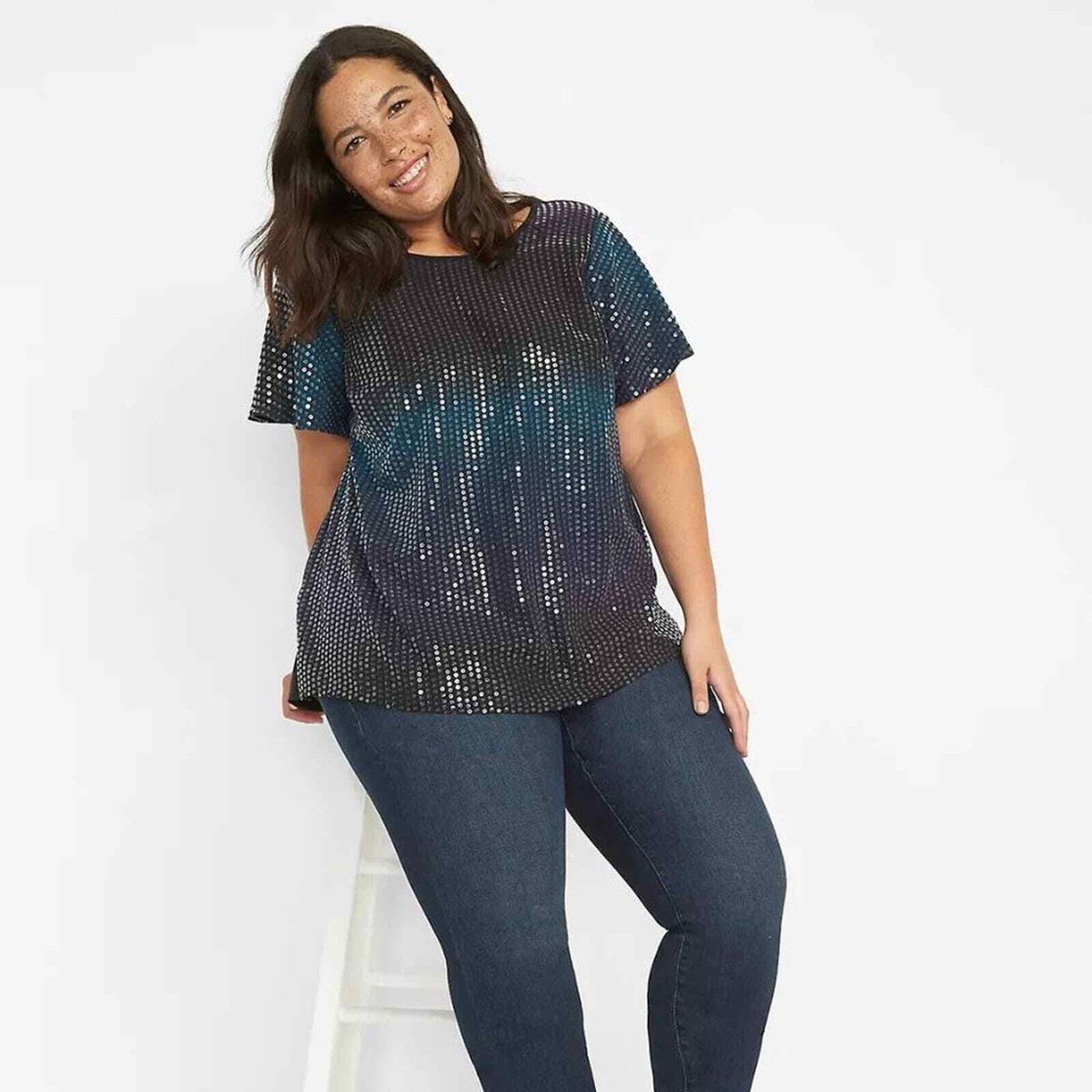 NWT Lane Bryant Flutter-Sleeve Sequin Top 22/24