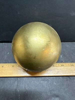 VINTAGE 4” INCH 2 PC HOLLOW UNFINISHED BRASS BALL NOS - ONE 1/8 IPS SLIP HOLE