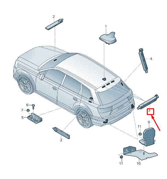 NOUVEL AMPLIFICATEUR D'ANTENNE SUPÉRIEUR DROIT AUDI Q7 4M 4M0035225B ORIGINAL