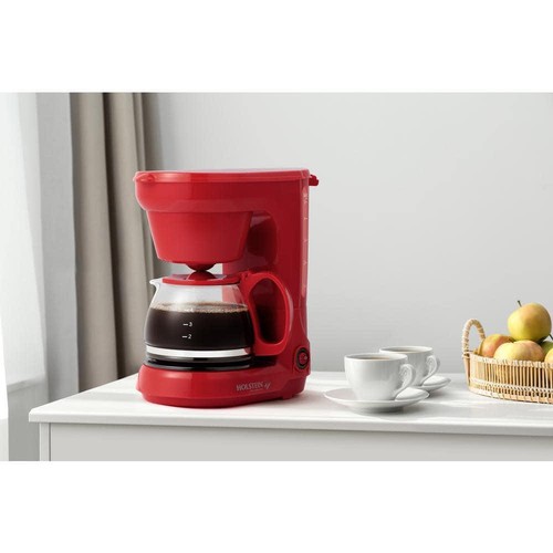 Red Coffee Maker 5 Cup Drip Machine Auto Pause Compact Design Removable Filter - 第 1/6 張圖片