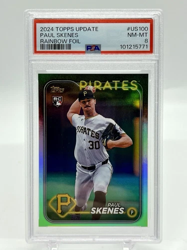 2024 Topps Update PAUL SKENES RC Rookie RAINBOW FOIL US100 PSA 8