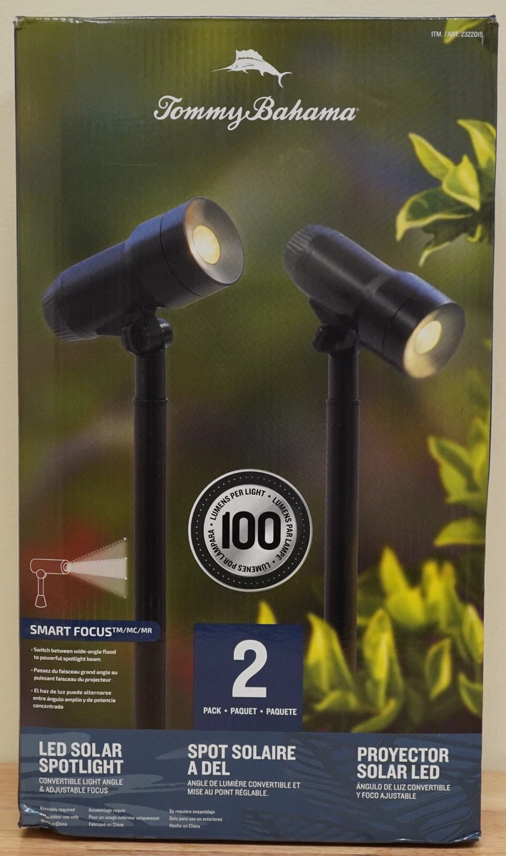Tommy Bahama Smart Adjustable Focus LED Solar Lights Spot lights 2 Pack