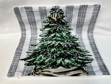 Christmas Tree Gray Stripe Holiday Soft Throw Pillow Cover Winter Home Decor 18”
