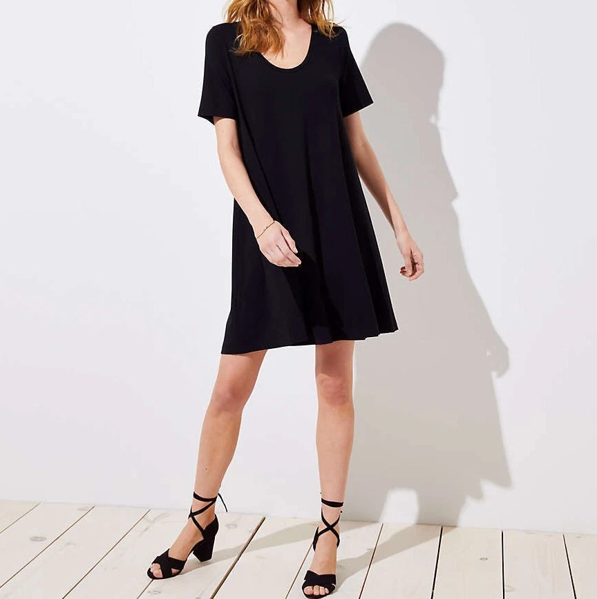 NWT! LOFT Black Short Sleeved Swing Dress Sz XS XL | eBay