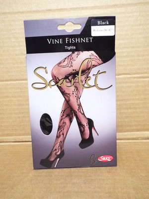'Silky' Scarlet - Vine Fishnet Tights - Size Medium 36''-42''- Black - New