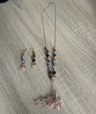 Schmuckset Roségold Halskette & Ohrringe mit...