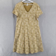 Pact Womens Dress Organic Cotton Fit Flare Gold Floral Athletic Tee Size XL