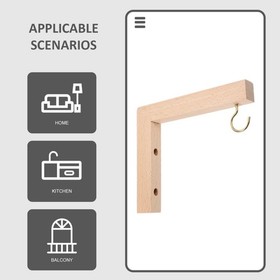2 Pcs Wooden Wall Mounted Plant Hook Bracket for Hanging Bird Feeders
