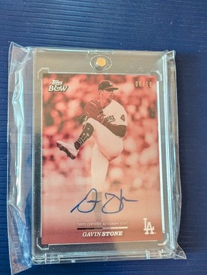 2024 Topps Black & White Gavin Stone Dodgers Red /10 Auto #59-A