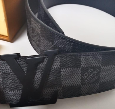 Louis Vuitton Black Damier Graphite Leather Belt Strap Louis Vuitton LV Initiales Damier Graphite Belt Black main image 3