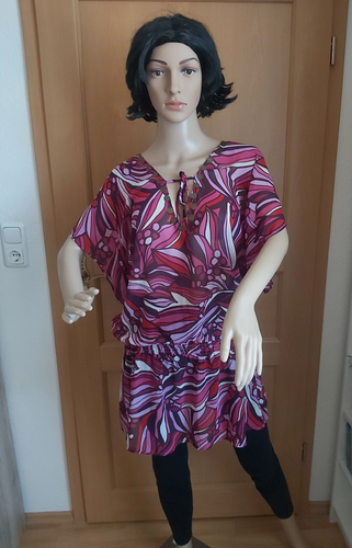 Hübsches Damen Rüschen Flügel / Kappärmelshirt in pink rosa in Gr. 40 42