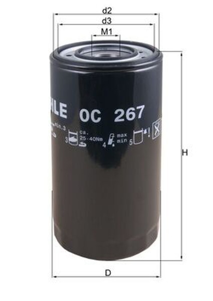Mahle ÖLfilter OC 267 Anschraubfilter FüR Astra Fiat Iveco HD 370 Eurotrakker MP-image