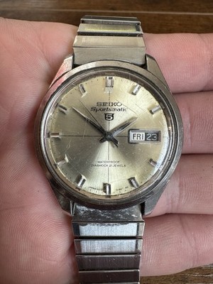 Vintage 1966 SEIKO Sportsmatic 5 21J Automatic 6619-8110 Day Date Dolphin