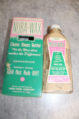VINTAGE NUBA-WAX SHOE POLISH BOTTLE AND BOX 1950'S