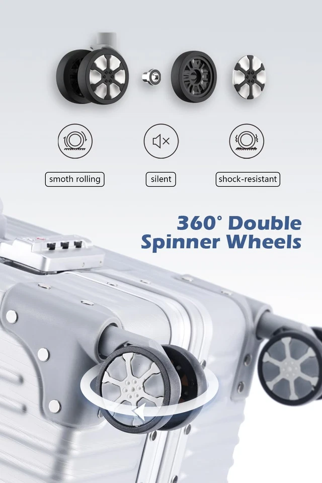 Equipaje de Mano con Marco de Aluminio, Maleta Rígida PC de 20 Pulgadas con Spi... Foto 3 de 4