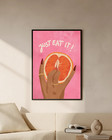 Grapefruit Art Print – Pink and Orange and Brown Digital Illustration | Pop Art