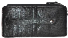 MUNDI Black Leather Zip Card Case Wallet NWT