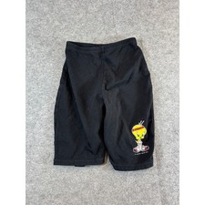 Vintage Y2K Looney Tunes Tweety Bird Graphic Shorts Boys Small Black Relaxed
