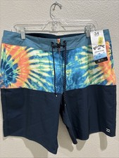 Billabong Fifty50 Pro Boardshorts Mens Size 34 Blue Tie Dye Drain Hole Pocket