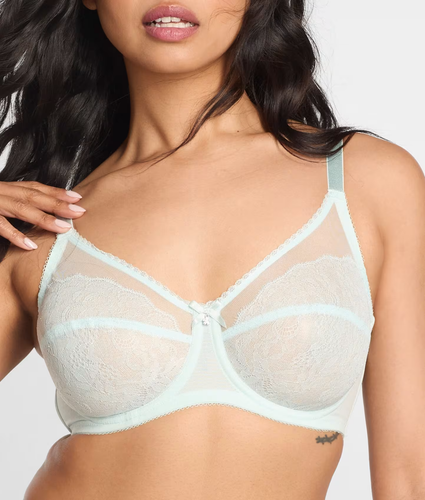 Wacoal Size 34G Pastel Blue Sheer Lace Retro Chic Full Figure Undrwire Bra - Picture 7 of 7