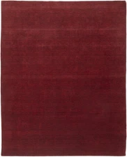 Maroon Red Solid Design Hand-Loomed 8X10 Gabbeh Wool Rug Oriental Carpet