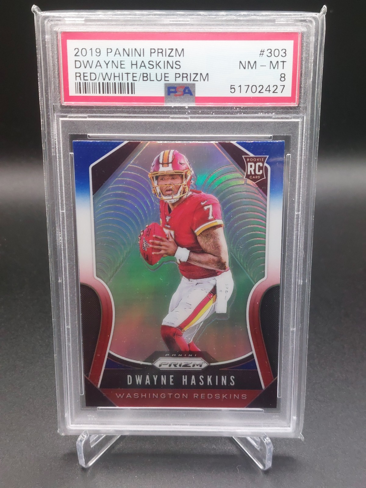 2019 Panini Prizm Dwayne Haskins Red White Blue Rookie PSA 8