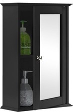 Wall Mounted Mirror Cabinet Bathroom Single Door Cupboard with Adjustable Shelf