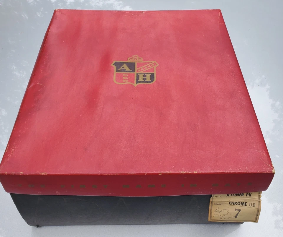 Raro sombrero de fieltro de piel Adam Fedora de los años 40 - gris cromado - talla 7 en caja original Foto 2 de 4